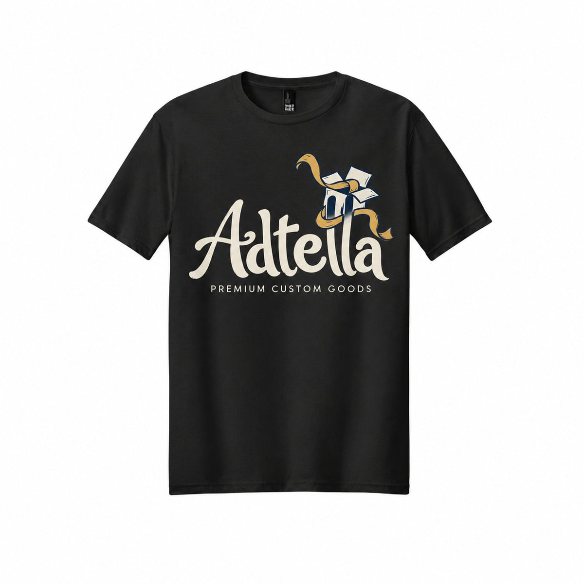 Custom T-Shirts with Logo — illustrative Adtella logo mockup