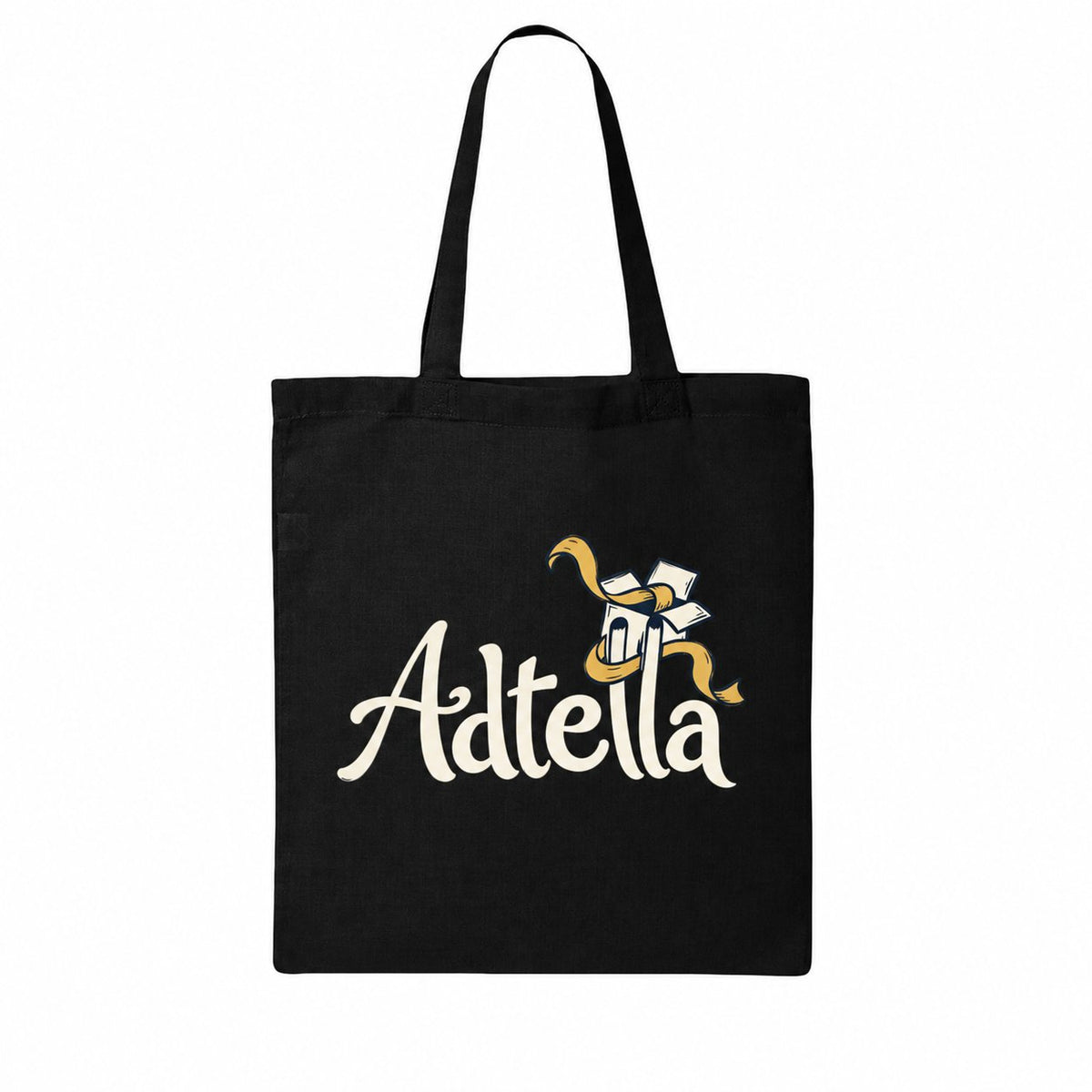 Custom Q-Tees QTB Economical Tote Bag | Adtella — illustrative Adtella logo mockup