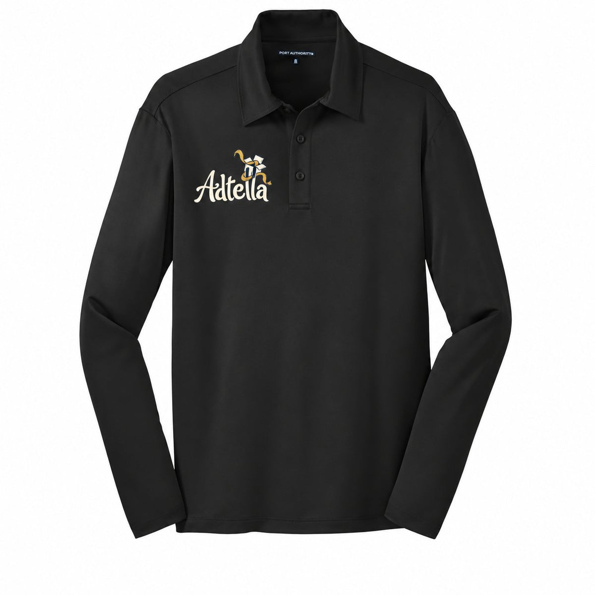 Custom Port Authority K540LS Long Sleeve Polo | Adtella — illustrative Adtella logo mockup